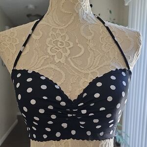 Victoria's Secret Black and White Polka Dot Bikini Top